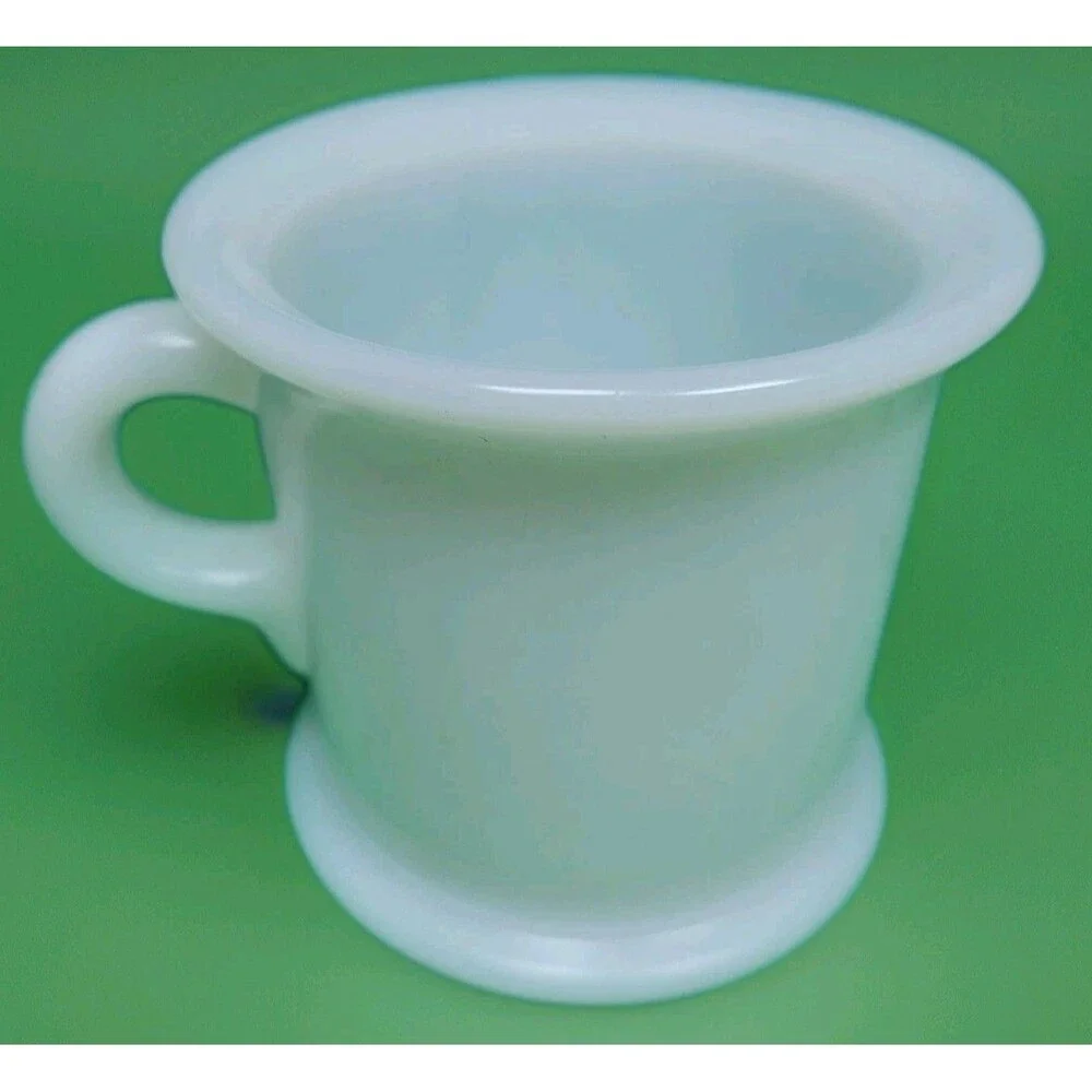 Vintage Hazel Atlas shaving mug cup 1930s/1940s white milk glass fluted brim